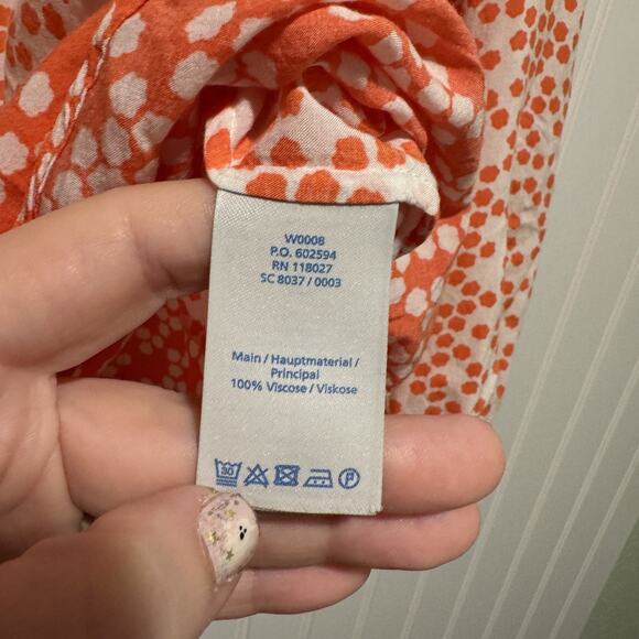 Boden Maya Blouse Coral Dotted Print Size 16 - Picture 5 of 6